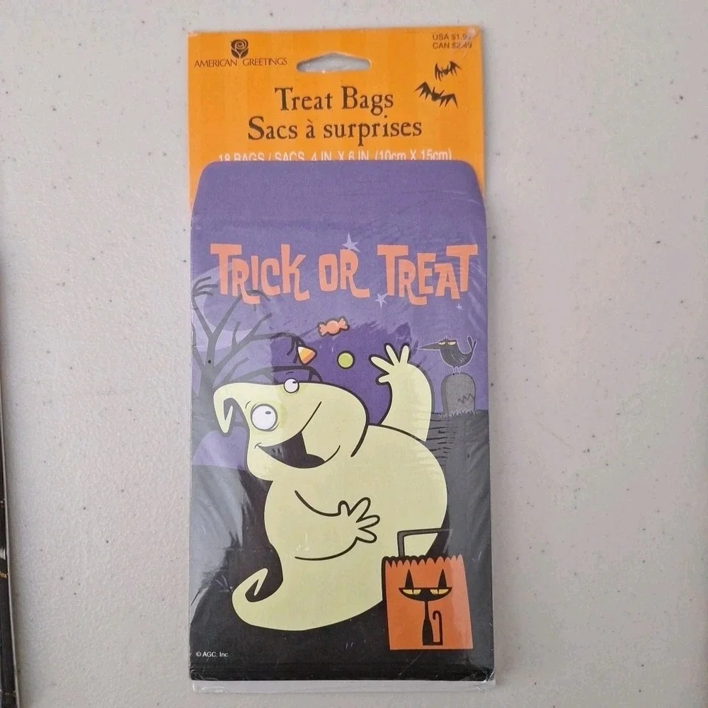3 Vintage American Greetings Halloween Treat Bags 'Trick or Treat' Ghost Pumpkin